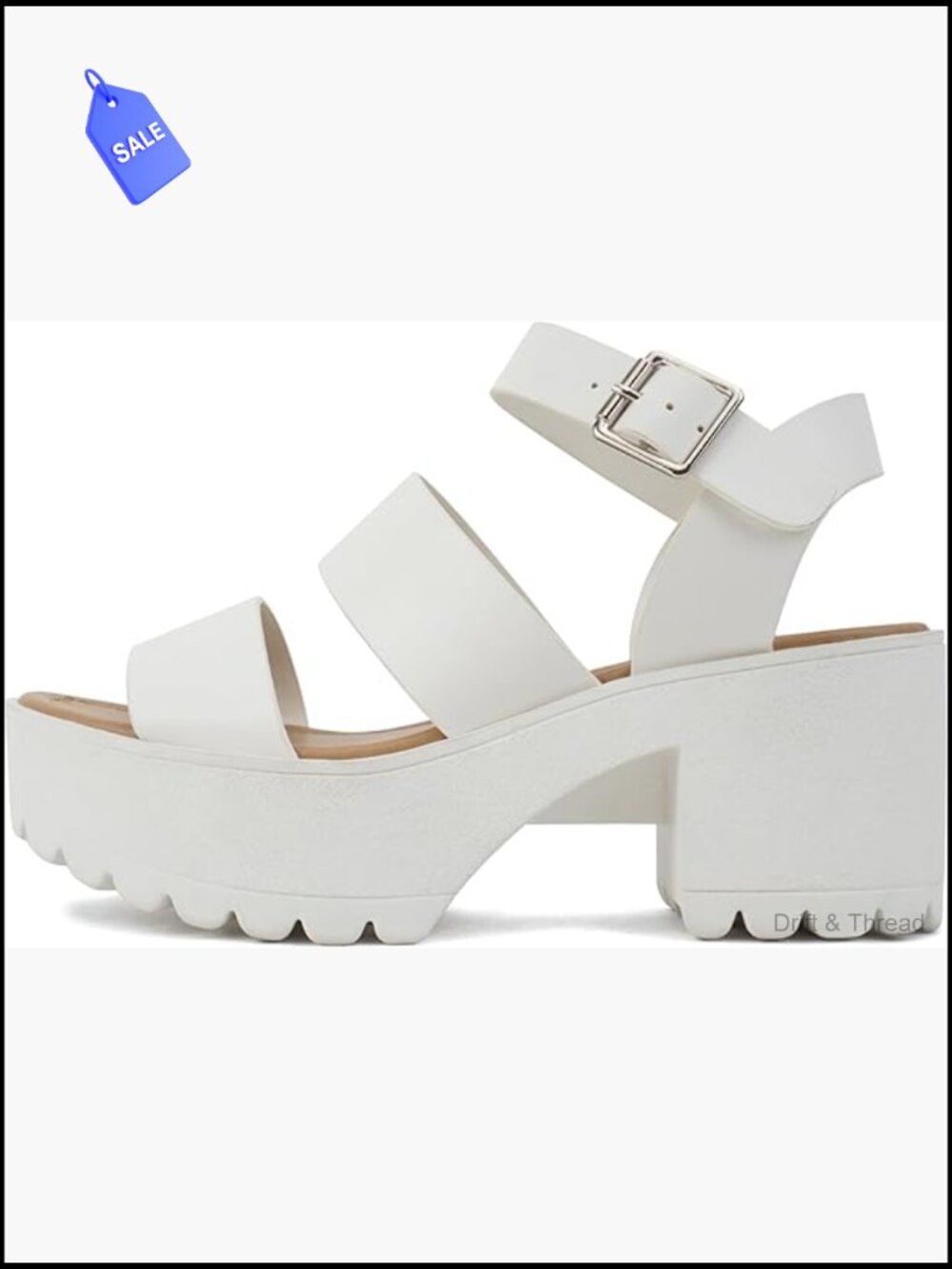 Open Toe Lug Sole Block Heel Sandals with Ankle Strap